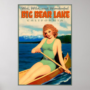 Big Bear Lake California Retro Travel Pin U Poster