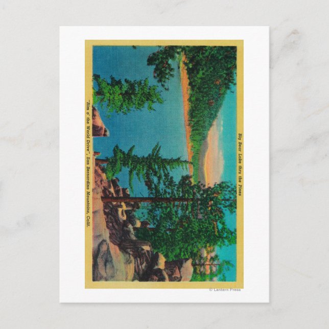 Big Bear Lake View on Rim o' The World Drive Postcard (Front)