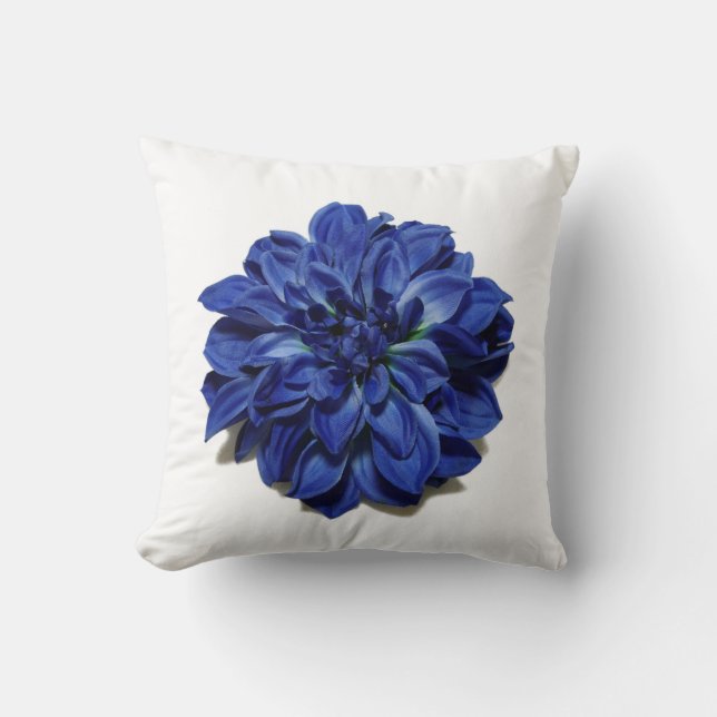 Big Beautiful Blue Garden Flower Pillow (Front)