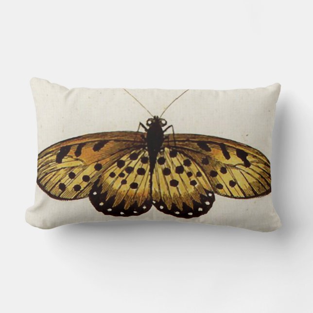 Big Beautiful Orange Butterfly Lumbar Throw Pillow (Front)