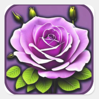 Big Beautiful Purple Rose Detailed Art Square Sticker