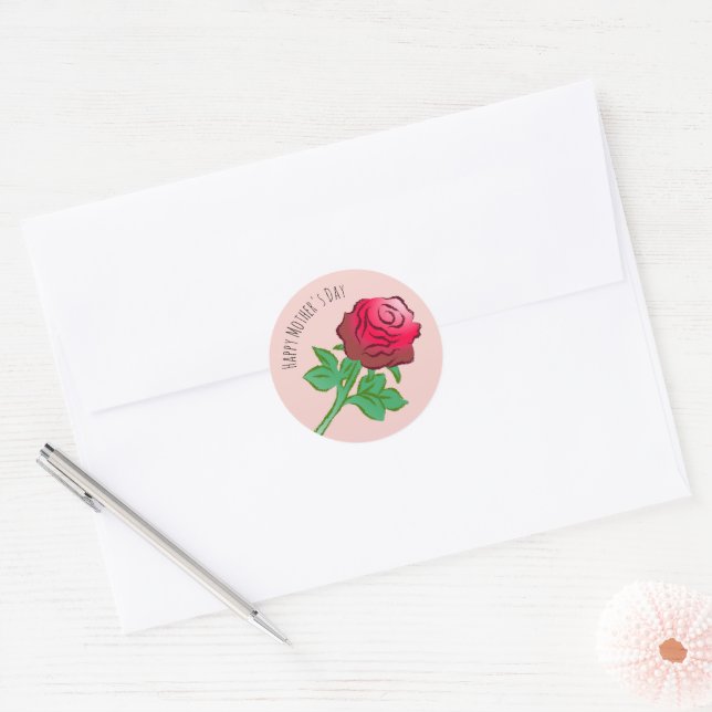 Big Beautiful Red Rose Classic Round Sticker (Envelope)