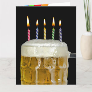 big beer mug with birthday candles card