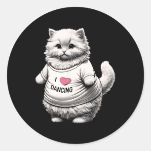 Big Belly Cute Fat Cat Art Design Fat Kitten Loves Classic Round Sticker