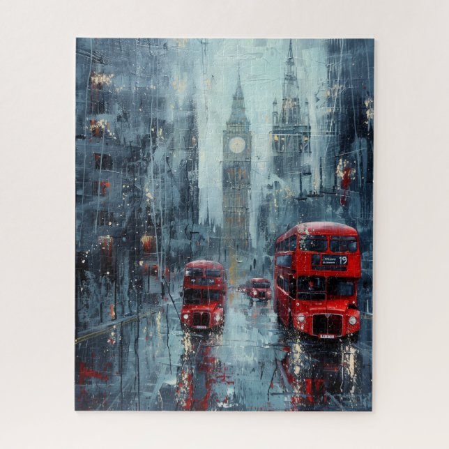 Big Ben and Red Commuter Busses Jigsaw Puzzle (Vertical)