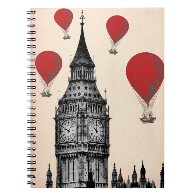 Big Ben and Red Hot Air Balloons 2 Notebook (Front)