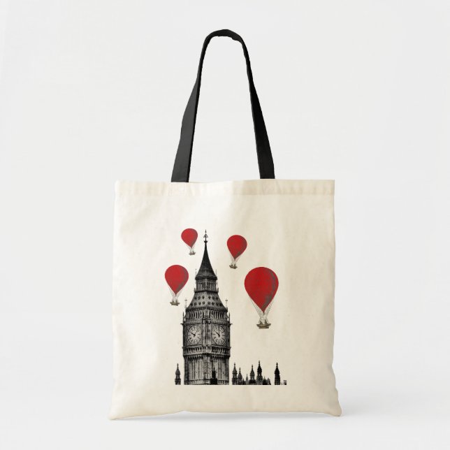 Big Ben and Red Hot Air Balloons 2 Tote Bag (Front)