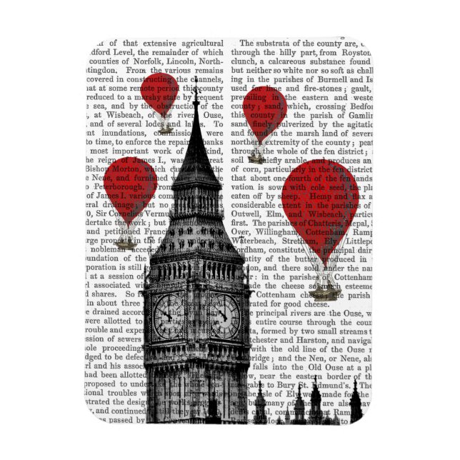 Big Ben and Red Hot Air Balloons Magnet (Vertical)