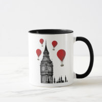 Big Ben and Red Hot Air Balloons