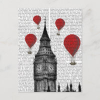Big Ben and Red Hot Air Balloons