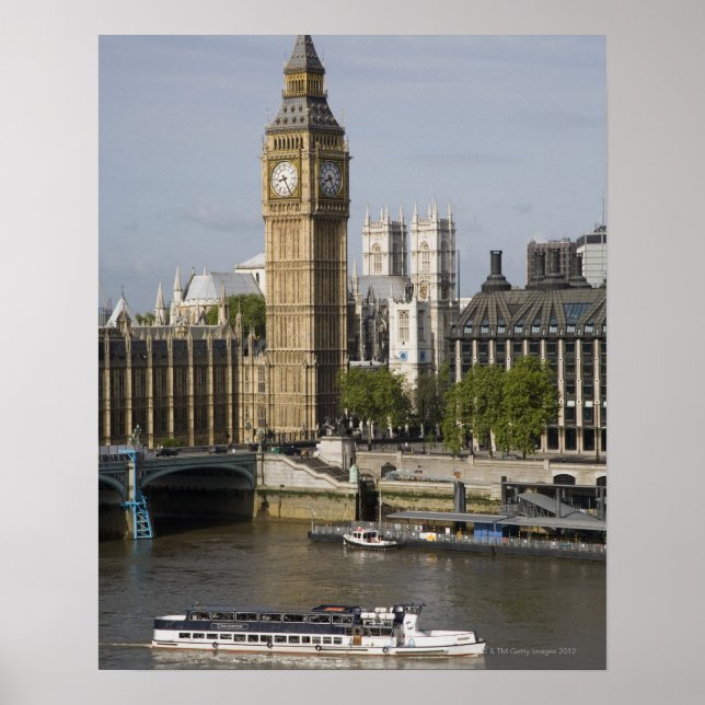 Big Ben and Thames River Poster (Front)