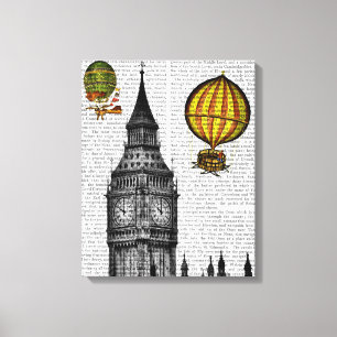 Big Ben and Vintage Hot Air Balloons Canvas Print