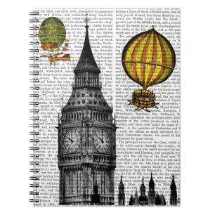 Big Ben and Vintage Hot Air Balloons Notebook