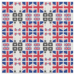 Big Ben, British Flag fabric trendy United Kingdom