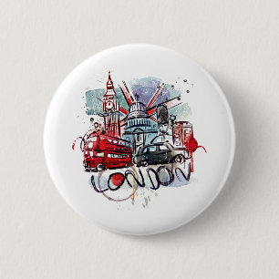 big ben bus london landmark 6 cm round badge