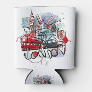 big ben bus london landmark can cooler