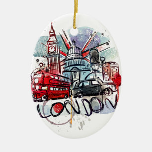 big ben bus london landmark ceramic ornament