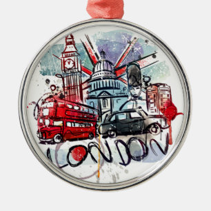 big ben bus london landmark metal ornament