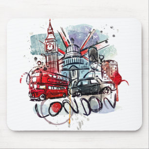 big ben bus london landmark mouse pad