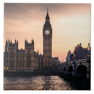 Big Ben by River Thames in London Ceramic Tile