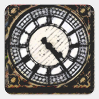 Big Ben clock-face in Acrylics Square Sticker