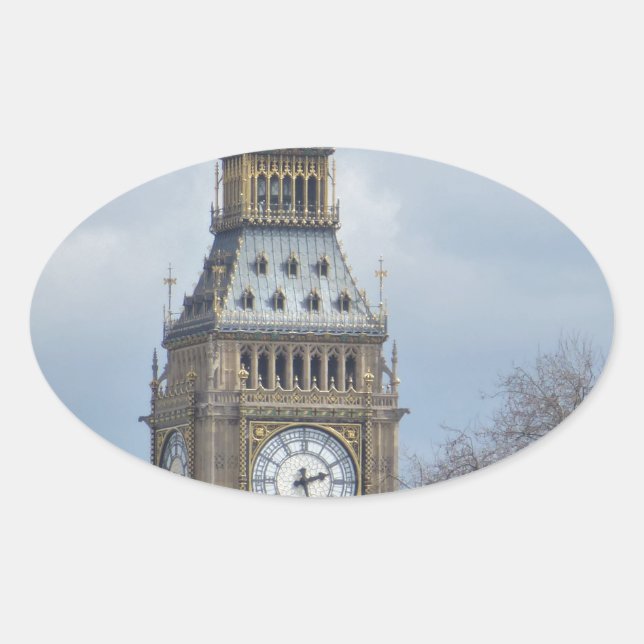 Big Ben Clock Oval Sticker (Front)