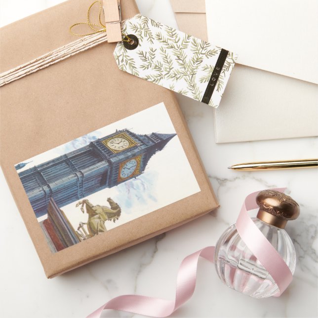 Big Ben Clock Tower at the Palace of Westminster Rectangular Sticker (Gifting)