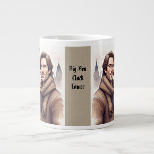 Big Ben Clock Tower , Handsome Man in London City Large Coffee Mug