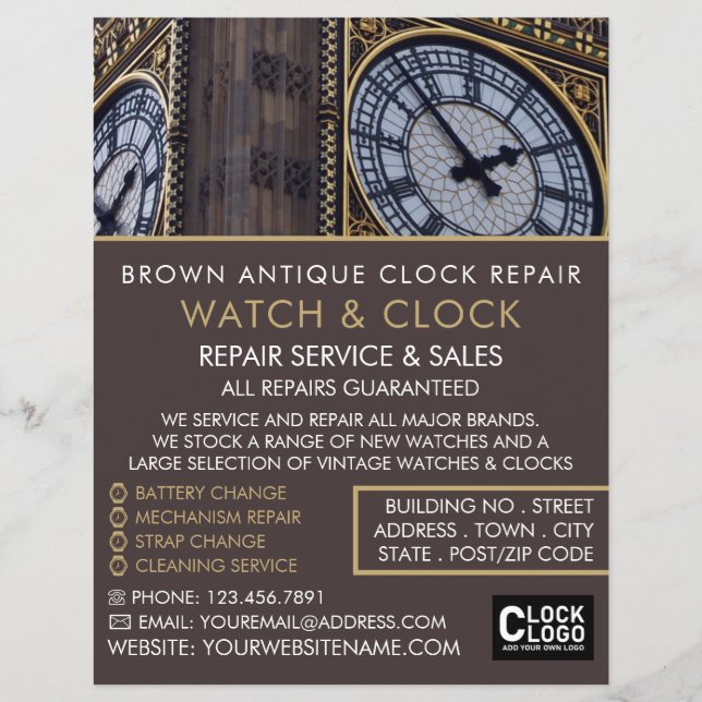Big Ben Clock Tower, Horologist Advertising Flyer (Front)