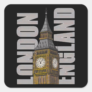 Big Ben Clock Tower London England United Kingdom Square Sticker