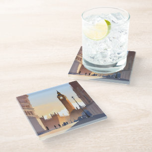 Big Ben Clocktower   London England UK Glass Coaster
