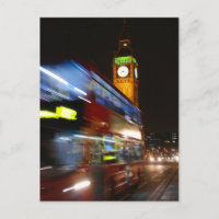 Big Ben - Double Decker Bus - London Postcard