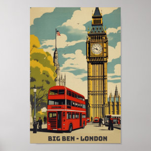 Big Ben London Famous Vintage Travel Place Poster