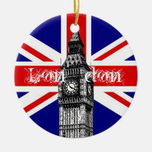 Big Ben London Flag Ornament