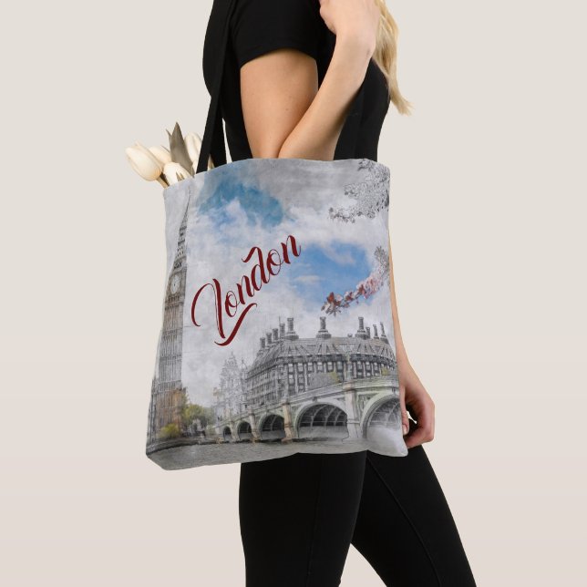 Big Ben London Tote Bag – Vintage UK Travel  (Close Up)