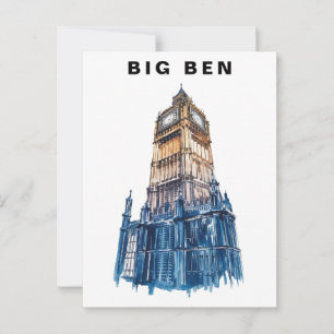 Big Ben London UK Travel Watercolor  Postcard