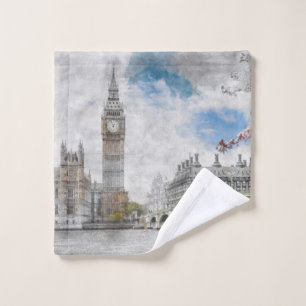 Big Ben London Wash Cloth – Vintage UK Landmark 