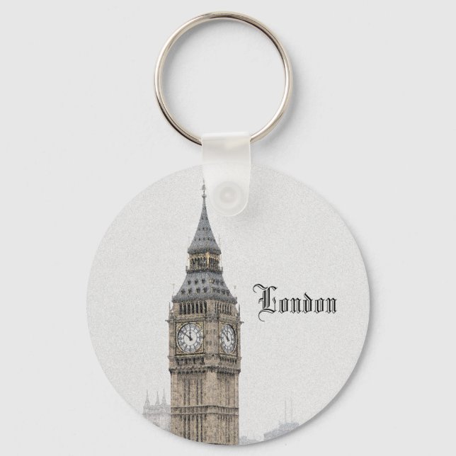 Big Ben London (Watercolour) Key Ring (Front)