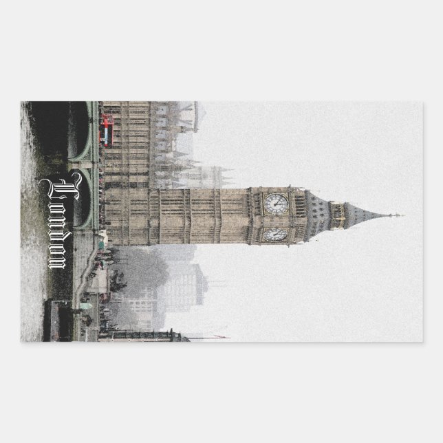 Big Ben London (Watercolour) Rectangular Sticker (Front)