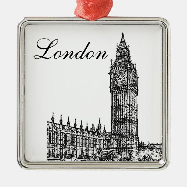 Big Ben Metal Tree Decoration (Front)