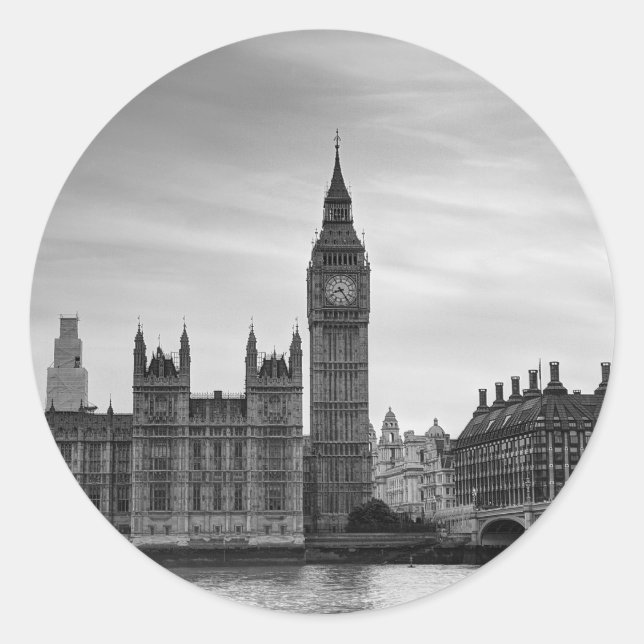 Big Ben Monochrome Classic Round Sticker (Front)