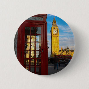 Big Ben & Phone Box 6 Cm Round Badge