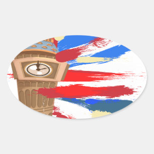 Big Ben Westminster Clock Tower Oval Sticker