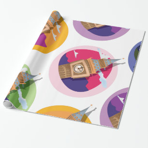 Big Ben Westminster Clock Tower Pattern Wrapping Paper