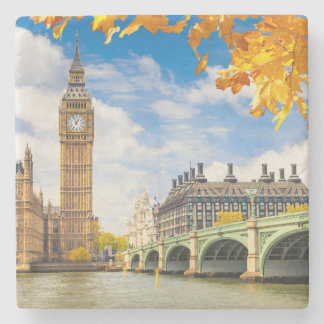 Big Ben With Autumn Leaves, London Stone Coaster
