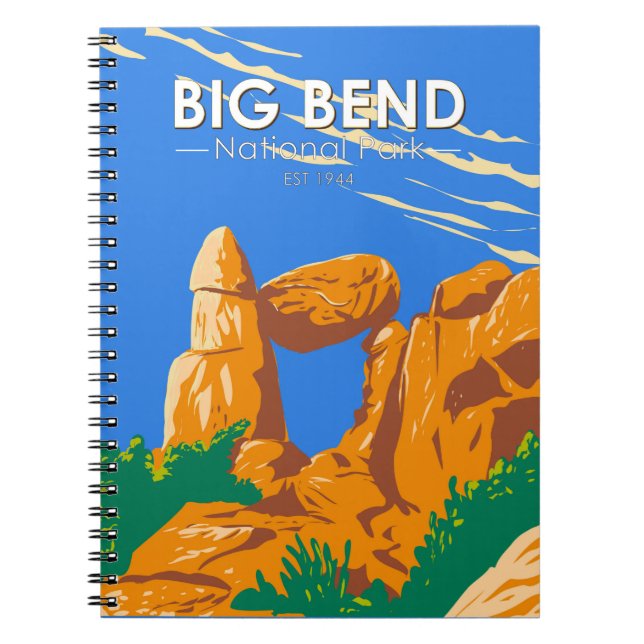 Big Bend National Park Balanced Rock Vintage Notebook (Front)