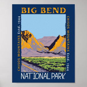  Big Bend National Park Chisos Mountain Distressed Poster