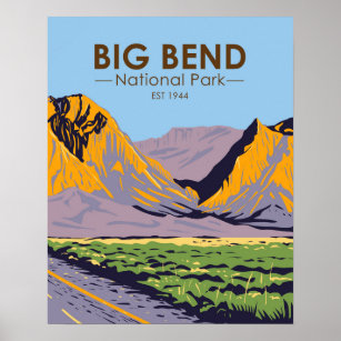  Big Bend National Park Chisos Mountains Vintage Poster