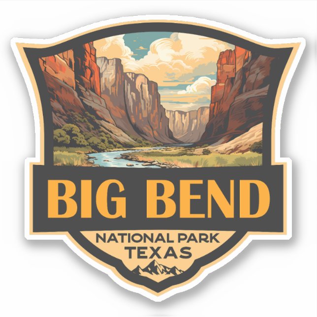 Big Bend National Park Illustration Retro Badge (Front)