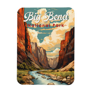 Big Bend National Park Illustration Retro Magnet